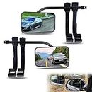 Sodcay 2 PCS 360 Degree Rotation Adjustable Towing Mirror, Clamp-on Towing Mirrors, Universal Towing Mirrors, Traction Car Rear View Mirror, for Car Trucks Trailer (Black)