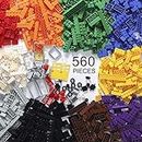 Building Bricks -Regular Colors 560 Pieces -Compatible with All Major Brands Include Mesh Bag…