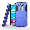 Cell Phone Case 2 in 1 Iron Armour Tough Style Hybrid Dual Layer Armor Defender PC+TPU Protective Hard Case with Stand [Shockproof Case] for LG K5 K7 K10 (Color : Blue, Size : LG V10)