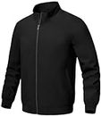 Rdruko Men's Lightweight Jacket Bomber Windbreaker Spring Summer Golf Wind Breaker Full Zip Up Casual Stylish Fashion Coat (Black, M)