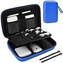 ProCase Hard Travel Electronic Organizer Case for MacBook Power Adapter Chargers Cables Power Bank Apple Magic Mouse Apple Pencil USB Flash Disk SD Card Small Portable Accessories Bag –Blue