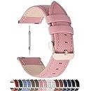 Fullmosa Quick Release Leather Watch Band 20mm Compatible with Samsung Galaxy Watch 5 40mm 44mm/Pro 45mm,Galaxy Watch 4 40mm 44mm,Samsung Active 2,Garmin Vivoactive 3,Timex Watch Strap 20mm Pink, Rose Gold Buckle