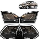 Aakirti Automotive Car Side Window Curtain Sun Shades Magnetic for Maruti Suzuki Ciaz (2014-2017), Zips in Front Window, Cotton Mesh, Complete Set of 4 Piece
