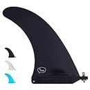 Ho Stevie! Longboard / SUP Center Fin + Free No-Tool Screw [Choose Size & Color] (Black, 10 inches)