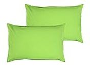 Airwill 100% Cotton Plain Pattern Flap Pillow Covers (46x69cm)(Green, Pack of 2 Pieces)