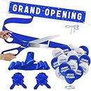 Grand Opening Blue Ribbon Cutting Ceremony Kit - 25" Giant Scissors with Blue Satin Ribbon, Banner, Balloons,Bows and More Supplies Grand Opening Decorations for Business