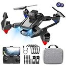Mini Drone for Adults, Smart Gesture Photography, Remote Control and APP Control, FPV Foldable Drone with Carrying Case, Camping,Parties, Suitable for Hiking