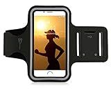 MyGadget Running Armband (5.1") Sports Phone Holder w/ Fingerprint + Key Pouch - Reflective & Waterproof Fitness Case for Apple iPhone 8 7 6 - Black