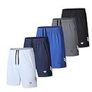 fovdtaa Lot de 5 shorts de sport pour homme avec poches et taille élastique, séchage rapide, XL