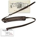 Walker & Williams C-18-BRN Vintage Style Guitar Strap In Premium Dark Brown Leather Extra Long Up To 61" For Acoustic, Electric, And Bass Guitars