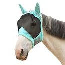 Harrison Howard Horse Fly Mask UV Protective Fine Mesh with Extra Wool Soft Touch on Skin Fly and UV Protection Summer Mint L