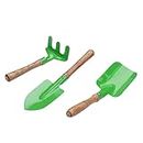 BonKaso Gardening Metal Tools Set With Transplanter, Hand Trowel, & Cultivator Ergonomic Designed Handles For Home Planting, Indoor & Outdoor Gardening With Rust Resistant Paint (Color-Green) Set of 3