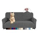 AUJOY Couch Cover Stretch 1-Piece Sofa Slipcover for 3 Cushion Couch Jacquard Spandex Fabric Furniture Protector with Anti-Slip Foams (Sofa, Dark Gray)