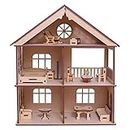 Enjunior Box Doll House | Villa Assembly Puzzle for Kids | Mini Wooden Furniture | Eco-Friendly Construction Kit | Easy to Assemble