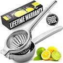 Zulay Lemon Squeezer Stainless Steel with Premium Heavy Duty Solid Metal Squeezer Bowl and Food Grade Silicone Handles - Large Manual Citrus Press Juicer and Lime Squeezer Stainless Steel
