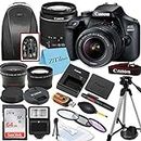 Canon EOS T100/4000D DSLR Camera with EF-S 18-55mm Lens, SanDisk Memory Card, Tripod, Flash, Backpack + ZeeTech Accessory Bundle (Canon 18-55mm, SanDisk 64GB) (Renewed)