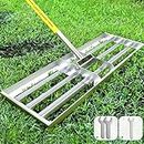 Lawn Leveling Rake, 30 x 10 inch Lawn Leveler Rake with Adjustable Stainless Steel Handle, Lawn Level Tool for Soil with Handle for Yard, Garden, Golf Leveling, 6.5FT