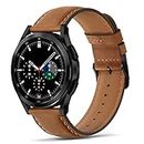 Tasikar 20mm Leather Bands Compatible with Samsung Galaxy Watch 6/5/4 Band 40mm 44mm/Watch 6 Classic 43mm 47mm/Watch 5 Pro, Genuine Leather Bracelet Strap for Galaxy Watch 4 Classic, Brown