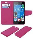 ACM Mobile Leather Flip Flap Wallet Case Compatible with Microsoft Lumia 950 Mobile Cover Pink