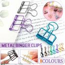 10PCS WholesaleNovelty Solid Color Hollow Out Metal Binder Clips Office Supplies