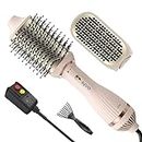 Syvio 4-in-1 Hair Dryer Brush Blow Dryer Brush, One Step Hair Dryer & Volumizer with Curly & Straight Brushes, Styler for Smooth & Frizz-Free Results for All Hair Types, Anti-Scald Desin, Pink