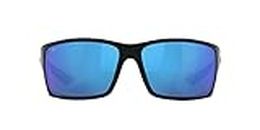 Costa Del Mar Men's Reefton Polarized Rectangular Sunglasses, Race Black/Grey Blue Mirrored Polarized-580G, 64 mm