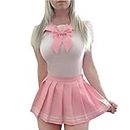 LittleForBig Adult Baby Onesie Diaper Lover (ABDL) Snap Crotch Romper Onesie Pajamas-Cosplay Magical Girls Onesie Skirt Set,Pink Set,X-Large