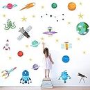 StickMe 'Space Alien Satellite Galaxy Baby - Kids - Learning Education Nursery Pre School Kinder Garden Wall Sticker' -SM501 (Multi Colour, Vinyl - 120cm X 80 cm)