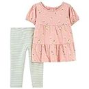 Carter's Girls 2-Piece Outfit Top and Pant Clothing Set (Multi Pink Floral/Striped, 3T)