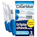 Clearblue Pregnancy Test Ultra Early Triple-Check & Date Combo Pack, Results 6 Days (Visual Sticks) Tells You How Many Weeks (Digital Stick), Kit Of 3 Tests (1 Digital, 2 Visual), Packaging May Vary