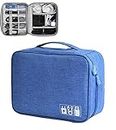 SAMEZONE Electronics Accessories Organizer Bag Travel Padded Gadget Bag Cable Organisers Pouch Carrying Case for Chargers, Hard Disk, Adapters, USB Cables, and Power Bank (Blue)