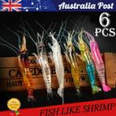 6pcs Soft Plastic Fishing Lures Tackle Prawn Shrimp Flathead Bream Cod Bass Glow