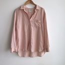 Country Road Pastel Pink Button Up Long Sleeve Top Organic French Linen Size 14