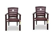 AVRO Plastic Chairs | Set of 2 | | Matt Pattern | Plastic Chairs for Home, Living Room| Bearing Capacity up to 200Kg | Strong and Sturdy Structure | 3 Years Guarantee, W.Brown