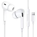 iPhone Kopfhörer mit Kabel [MFi Certified] HiFi Stereo Ohrhörer mit Lightning Anschluss Mikrofon und Lautstärkeregler, Kompatibel mit iPhone 14/13/12/11/SE/X/XS/XR/8/7 Unterstützt Alle iOS Systeme