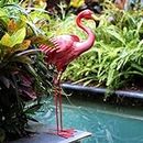Flamingo Garden Statues and Sculptures, Metal Birds Yard Art Outdoor Statue, Large Pink Flamingo Lawn Ornaments for Home, Courtyard，33inch