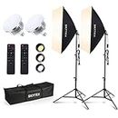skytex Softbox Lighting Kit, Continuous Photography Lighting Kit with 2x20x28in Soft Box | 2X 85W 2700-6400K E27 LED Bulb, Photo Studio Lights Equipment for Camera Shooting, Video Recording…