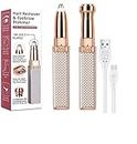 NLB ENTERPRISE Eyebrow Trimmer for Women, 2 in 1 Rechargeable Facial Hair Remover with Replaceable Heads, Professional Painless Personal Hair Removal Eyebrow Razor with Indicator Lights (Rose Gold)