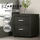 Artiss Bedside Table Drawers Side Table Storage Nightstand Fabric Charcoal CADEN