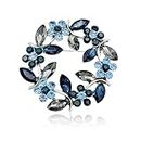 SANNIDHI® Flower Brooch Pin Crystal Saree Brooch for Women Metal Alloy Rhinestone Wreath Suit Brooch Pin for Dress, Blazer, Shawl