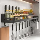 Küche Lagerung Regal Wand-montiert Spice Racks Raum Aluminium Multifunktionale Punch-freies Küche