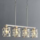 Rectangular Chandelier for Dining Room, Kitchen Island Lighting with Brushed Nic