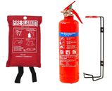 1KG POWDER ABC FIRE EXTINGUISHER WITH FIRE BLANKET HOME OFFICE CAR KITCHEN  CE