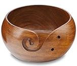 Naaz wood arts Yarn Bowl-6"x3" Rosewood -Wooden with Free Travel Pouch. Handmade from Sheesham Wood- Heavy & Sturdy to Prevent Slipping. Perfect Yarn Holder for Knitting & Crocheting