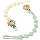 MumEZ Silicone Dummy Clip - 2 Pcs Dummy Clip Boys Girls - Pacifier Clips and Dummy Holder - Soother Chains - One-Piece Design (Apricot+Sage)