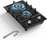 Gas Stove 2 Burner Propane Cooktop 12 inch Portable Gas Cooktop Stainless Steel