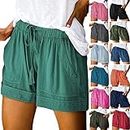 DASAYO Coupons and Promo Codes for Prime Shorts with Pockets for Women Cotton Drawstring Elastic Waist Casual Shorts Loose Lounge Summer Shorts Bermuda Shorts for Women Plus Size Mint Green S