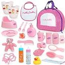 Molly Dolly Baby Doll Accessories Set - Baby Accessories For Dolls - Baby Dolls Changing Bag With 25 Toy Baby Accessories Including Feeding Set