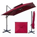 THESHELTERS - Premium Garden Umbrella 360 Degree Rotating Stylish and Durable Outdoor Garden Umbrella with Heavy-duty Cross Base- Patio and Lawn Umbrella, Big Size Outdoor Umbrella with Stand (Maroon)