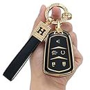 for Cadillac Key Fob Cover with Keychain,Soft TPU 360 Degree Protection Key Case for 2015-2019 Escalade ATS STS CTS CT6 XT5 SRX Key Bag Accessories